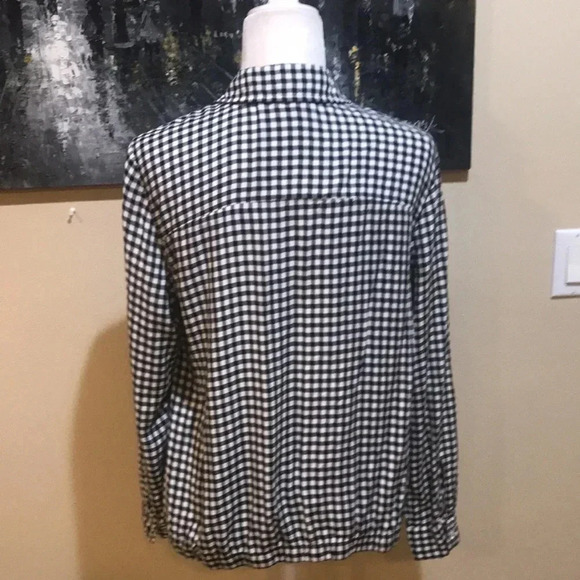 Jones New York Black and White Checked Gingham Button Down Shirt Tie Waist-M - Picture 5 of 11